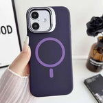 Custodia magnetica per telefono in silicone liquido con supporto per obiettivo, For iPhone 16 Plus, For iPhone 16, For iPhone 15 Pro Max