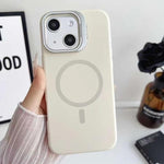 Custodia magnetica per telefono in silicone liquido con supporto per obiettivo, For iPhone 15 Pro, For iPhone 15 Plus, For iPhone 15