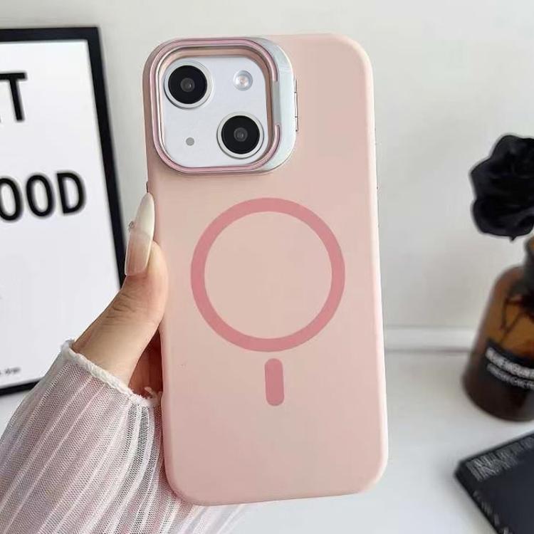 Custodia magnetica per telefono in silicone liquido con supporto per obiettivo, For iPhone 15 Pro, For iPhone 15 Plus, For iPhone 15
