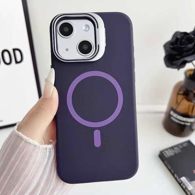Custodia magnetica per telefono in silicone liquido con supporto per obiettivo, For iPhone 14 Plus, For iPhone 14, For iPhone 14 Pro