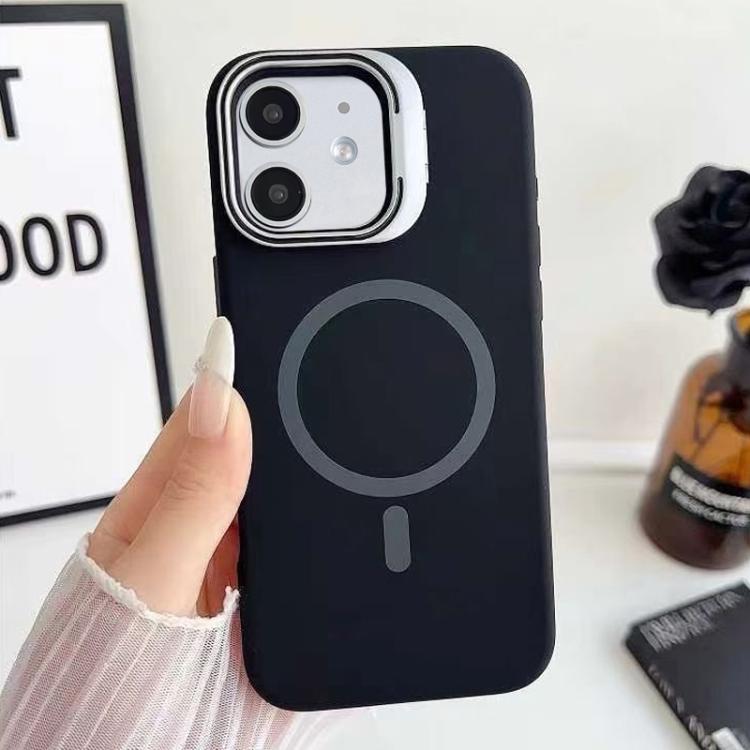 Custodia magnetica per telefono in silicone liquido con supporto per obiettivo, For iPhone 12 Pro, For iPhone 11
