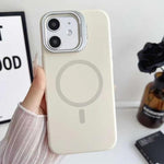 Custodia magnetica per telefono in silicone liquido con supporto per obiettivo, For iPhone 12 Pro, For iPhone 11
