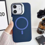 Custodia magnetica per telefono in silicone liquido con supporto per obiettivo, For iPhone 12 Pro, For iPhone 11
