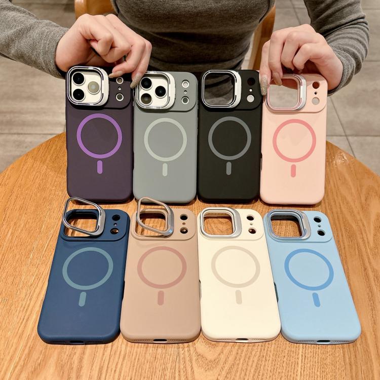 Custodia magnetica per telefono in silicone liquido con supporto per obiettivo, For iPhone 17 Pro Max, For iPhone 17 Pro, For iPhone 17