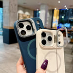 Custodia magnetica per telefono in silicone liquido con supporto per obiettivo, For iPhone 17 Pro Max, For iPhone 17 Pro, For iPhone 17