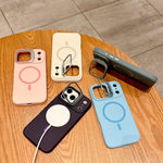 Custodia magnetica per telefono in silicone liquido con supporto per obiettivo, For iPhone Air, For iPhone 16 Pro Max, For iPhone 16 Pro