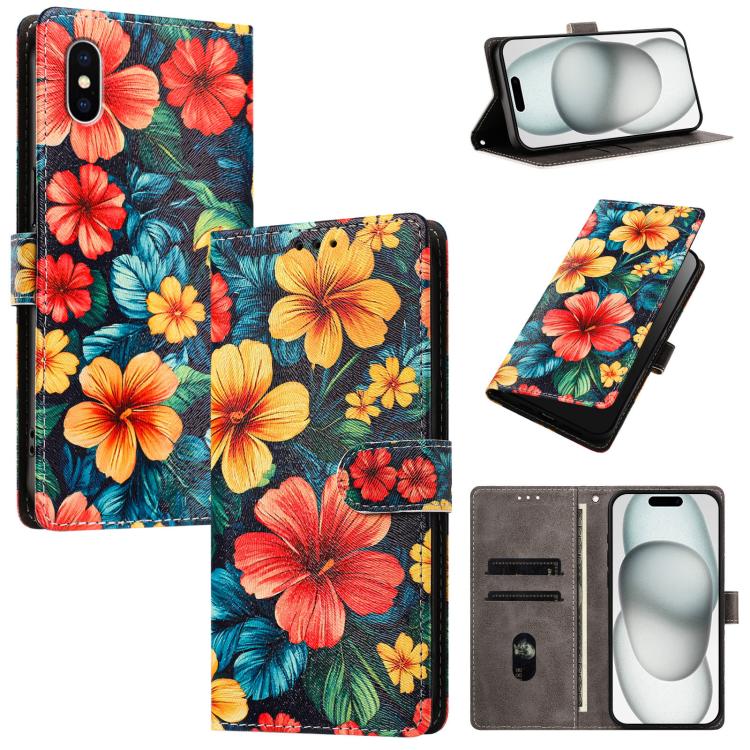 CH002 Custodia per telefono in pelle vegana con fibbia e disegno colorato, For iPhone XR, For iPhone XS Max, For iPhone 8 Plus / 7 Plus