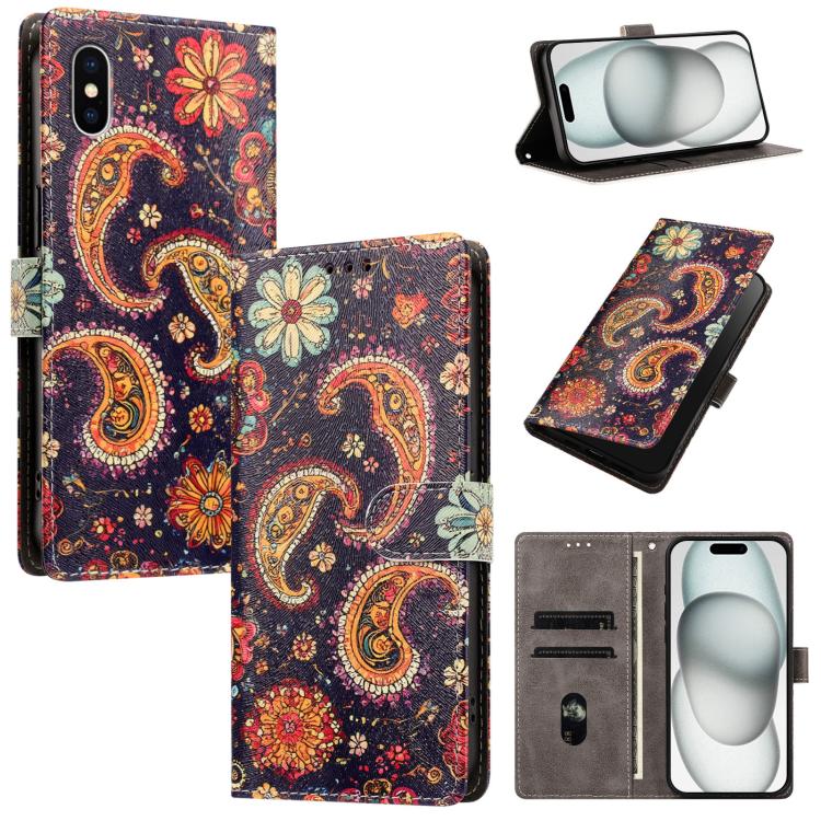 CH002 Custodia per telefono in pelle vegana con fibbia e disegno colorato, For iPhone XR, For iPhone XS Max, For iPhone 8 Plus / 7 Plus