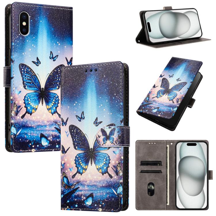 CH002 Custodia per telefono in pelle vegana con fibbia e disegno colorato, For iPhone XR, For iPhone XS Max, For iPhone 8 Plus / 7 Plus