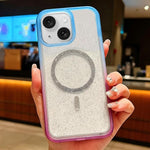 Custodia magnetica per telefono con glitter trasparente sfumato, For iPhone 15 Pro, For iPhone 15