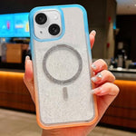 Custodia magnetica per telefono con glitter trasparente sfumato, For iPhone 15 Pro, For iPhone 15