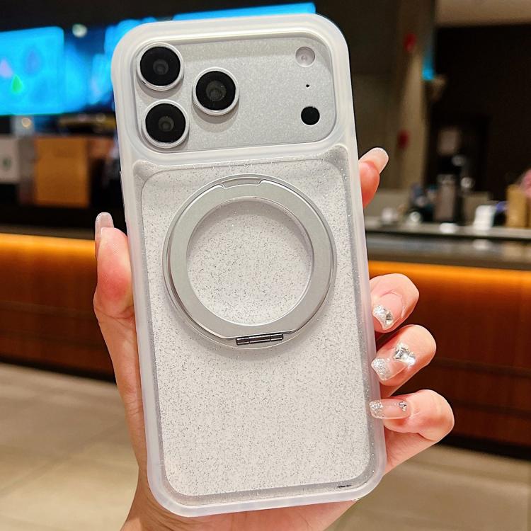 Custodia per telefono con supporto magnetico rotante e glitter trasparente sfumato, For iPhone 17 Pro Max, For iPhone 17 Pro, For iPhone 17, For iPhone 16 Pro Max, For iPhone 16 Pro, For iPhone 15 Pro Max