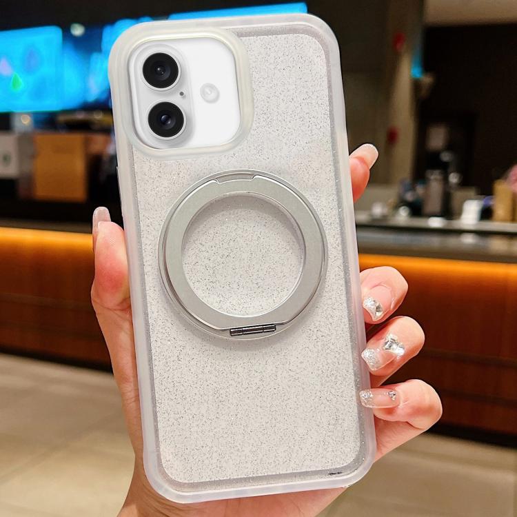Custodia per telefono con supporto magnetico rotante e glitter trasparente sfumato, For iPhone 17 Pro Max, For iPhone 17 Pro, For iPhone 17, For iPhone 16 Pro Max, For iPhone 16 Pro, For iPhone 15 Pro Max