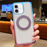 Custodia per telefono con supporto magnetico rotante e glitter trasparente sfumato, For iPhone 17 Pro Max, For iPhone 17 Pro, For iPhone 17, For iPhone 16 Pro Max, For iPhone 16 Pro, For iPhone 15 Pro Max