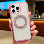 Custodia per telefono con supporto magnetico rotante e glitter trasparente sfumato, For iPhone 17 Pro Max, For iPhone 17 Pro, For iPhone 17, For iPhone 16 Pro Max, For iPhone 16 Pro, For iPhone 15 Pro Max