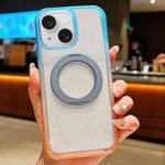 Custodia per telefono con supporto magnetico rotante e glitter trasparente sfumato, For iPhone 15 Pro, For iPhone 15