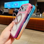Custodia per telefono con supporto magnetico rotante e glitter trasparente sfumato, For iPhone 17 Pro Max, For iPhone 17 Pro, For iPhone 17, For iPhone 16 Pro Max, For iPhone 16 Pro, For iPhone 15 Pro Max