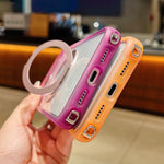 Custodia per telefono con supporto magnetico rotante e glitter trasparente sfumato, For iPhone 17 Pro Max, For iPhone 17 Pro, For iPhone 17, For iPhone 16 Pro Max, For iPhone 16 Pro, For iPhone 15 Pro Max