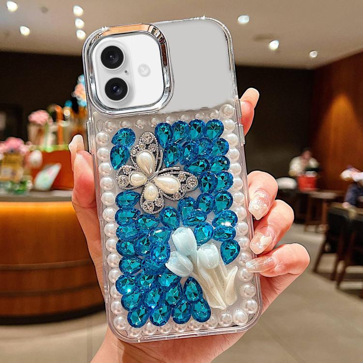 Custodia per telefono in acrilico fatta a mano con farfalla e strass di perle., For iPhone 17 Pro Max, For iPhone 17 Pro, For iPhone 17, For iPhone 16 Pro Max