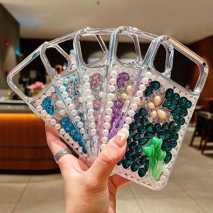 Custodia per telefono in acrilico fatta a mano con farfalla e strass di perle., For iPhone 17 Pro Max, For iPhone 17 Pro, For iPhone 17, For iPhone 16 Pro Max