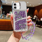 Custodia per telefono in acrilico con perle, doppia farfalla e strass, realizzata a mano, con catenina da polso., For iPhone 17 Pro Max, For iPhone 17 Pro, For iPhone 17, For iPhone 16 Pro Max