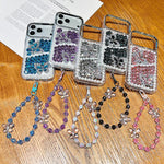 Custodia per telefono in acrilico con perle, doppia farfalla e strass, realizzata a mano, con catenina da polso., For iPhone 17 Pro Max, For iPhone 17 Pro, For iPhone 17, For iPhone 16 Pro Max