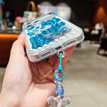 Custodia per telefono in acrilico con perle, doppia farfalla e strass, realizzata a mano, con catenina da polso., For iPhone 15 Pro Max