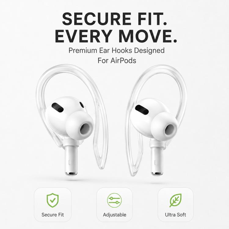 XDcase 3 paia di ganci auricolari sportivi antiscivolo in gomma morbida, For AirPods 3/2/1 & Pro 3/2/1
