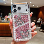 Custodia per telefono in acrilico realizzata a mano con perle, doppia farfalla e strass., For iPhone 17 Pro Max, For iPhone 17 Pro, For iPhone 17, For iPhone 16 Pro Max