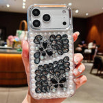 Custodia per telefono in acrilico realizzata a mano con perle, doppia farfalla e strass., For iPhone 17 Pro Max, For iPhone 17 Pro, For iPhone 17, For iPhone 16 Pro Max