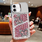 Custodia per telefono in acrilico realizzata a mano con perle, doppia farfalla e strass., For iPhone 17 Pro Max, For iPhone 17 Pro, For iPhone 17, For iPhone 16 Pro Max