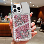 Custodia per telefono in acrilico realizzata a mano con perle, doppia farfalla e strass., For iPhone 17 Pro Max, For iPhone 17 Pro, For iPhone 17, For iPhone 16 Pro Max