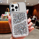Custodia per telefono in acrilico realizzata a mano con perle, doppia farfalla e strass., For iPhone 17 Pro Max, For iPhone 17 Pro, For iPhone 17, For iPhone 16 Pro Max