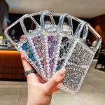 Custodia per telefono in acrilico realizzata a mano con perle, doppia farfalla e strass., For iPhone 15 Pro Max