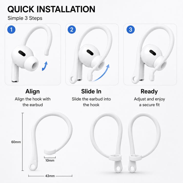 XDcase 3 paia di ganci auricolari sportivi antiscivolo in gomma morbida, For AirPods / Galaxy Buds