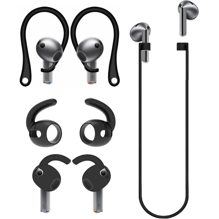 Set combinato di copriorecchie sportivi antiscivolo in silicone XDcase, ganci per le orecchie e cinturino anti-smarrimento, For Galaxy Buds3 Pro