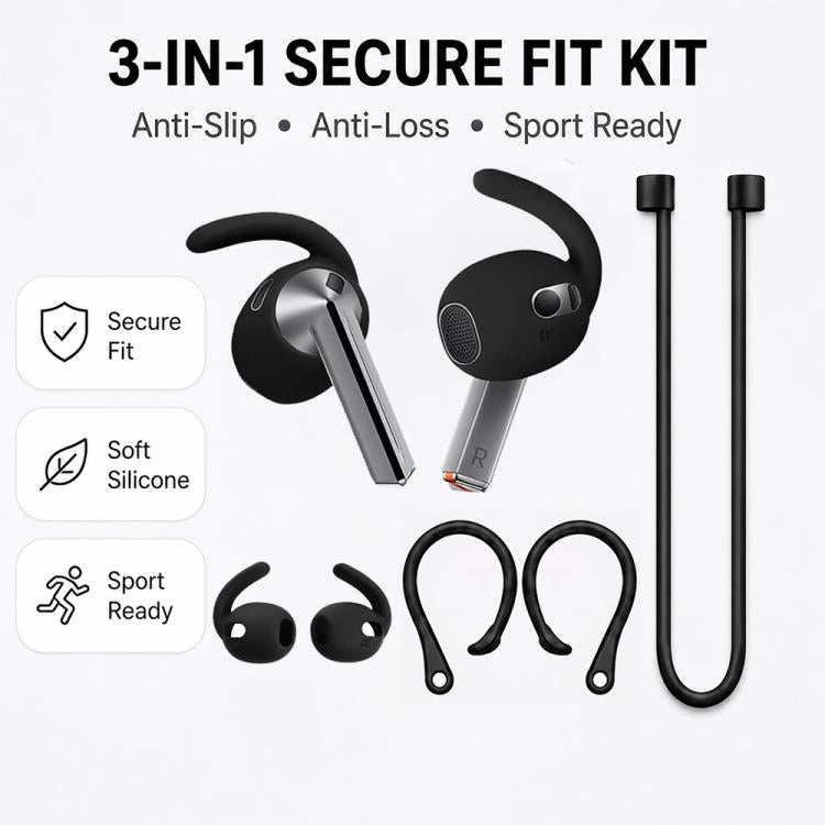 Set combinato di copriorecchie sportivi antiscivolo in silicone XDcase, ganci per le orecchie e cinturino anti-smarrimento, For Galaxy Buds3 Pro