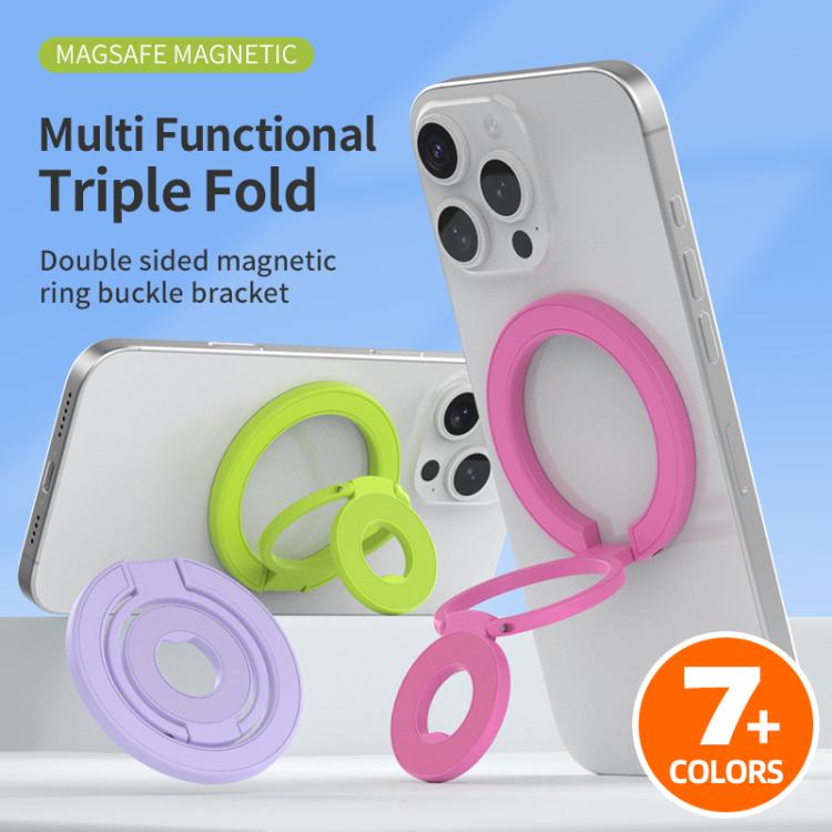Supporto magnetico per telefono con fibbia ad anello girevole a 360 gradi, dal design colorato e multifunzionale.
