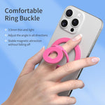 Supporto magnetico per telefono con fibbia ad anello girevole a 360 gradi, dal design colorato e multifunzionale.