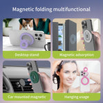 Supporto magnetico per telefono con fibbia ad anello girevole a 360 gradi, dal design colorato e multifunzionale.