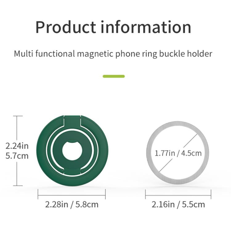 Supporto magnetico per telefono con fibbia ad anello girevole a 360 gradi, dal design colorato e multifunzionale.
