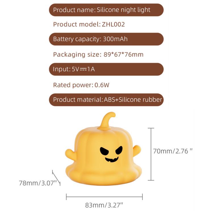ZHL002 Luce notturna in silicone a forma di zucca fantasma