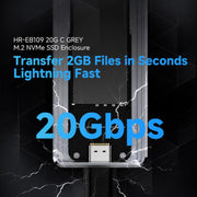 THERMALRIGHT HR-EB109 Box esterno per SSD M.2 NVMe da 20 Gbps con cavo da Type-C a Type-C, EB109-20G C-C Cable