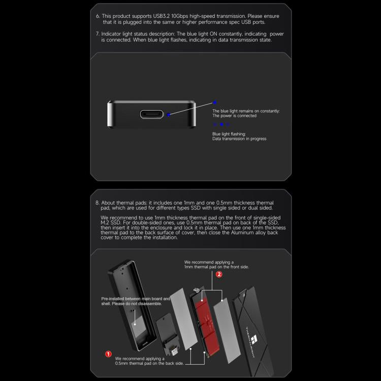 Thermalright HR-EB115 Custodia M.2 NVMe SSD USB 3.2 Gen2