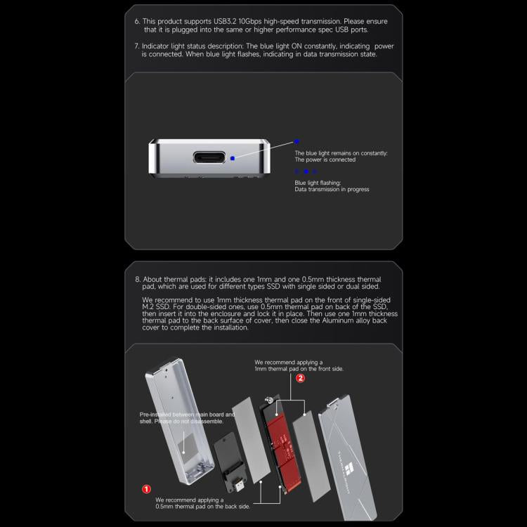 Thermalright HR-EB115 Custodia M.2 NVMe SSD USB 3.2 Gen2