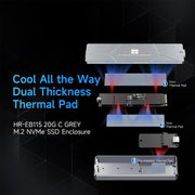 THERMALRIGHT HR-EB115 20Gbps M.2 NVMe SSD Enclosure with Type-C to Type-C Cable, EB115-20G C-C Cable