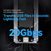 THERMALRIGHT HR-EB115 20Gbps M.2 NVMe SSD Enclosure with Type-C to Type-C Cable, EB115-20G C-C Cable