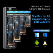 THERMALRIGHT HR-EB115 20Gbps M.2 NVMe SSD Enclosure with Type-C to Type-C Cable, EB115-20G C-C Cable