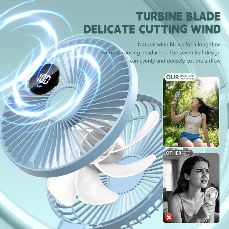 Ventilatore portatile pieghevole di grandi dimensioni F7 con display digitale a LED