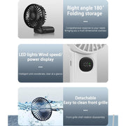 Ventilatore portatile pieghevole F11 con display a LED e cordino